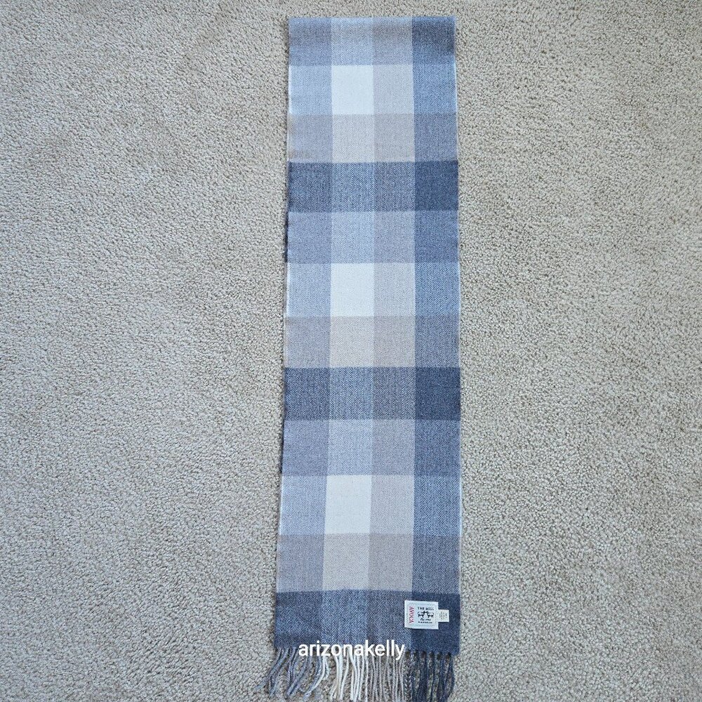 NWOT Avoca Wool Herringbone Scarf Grey Creme, Tan Ireland